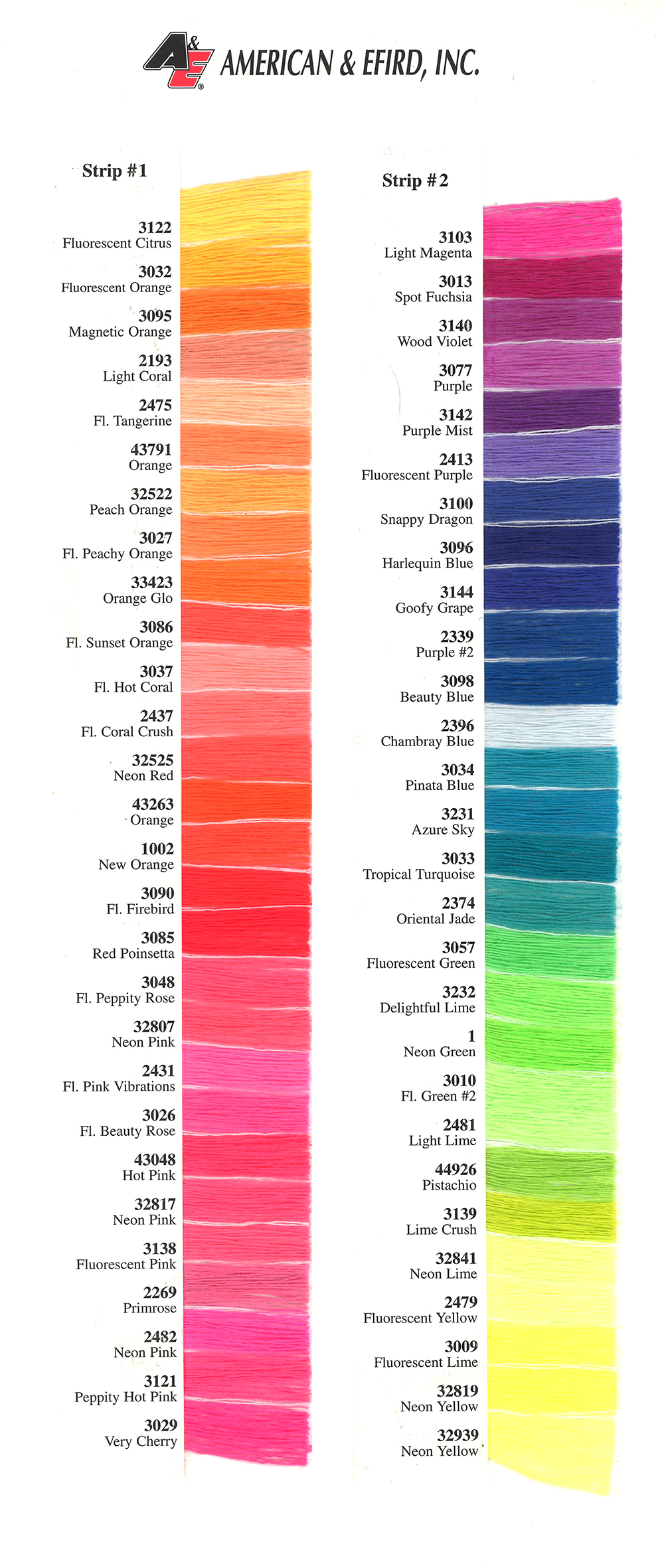 Fluorescent Color Chart