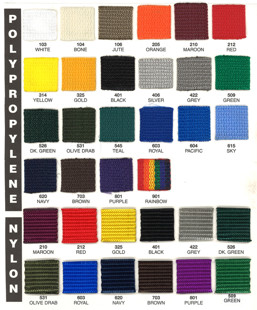 Nylon Webbing Supplier - Poly Pro Webbing - Webbing Colors